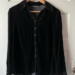Black Velour Button Down